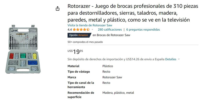 Juego de brocas profesionales de 310 piezas